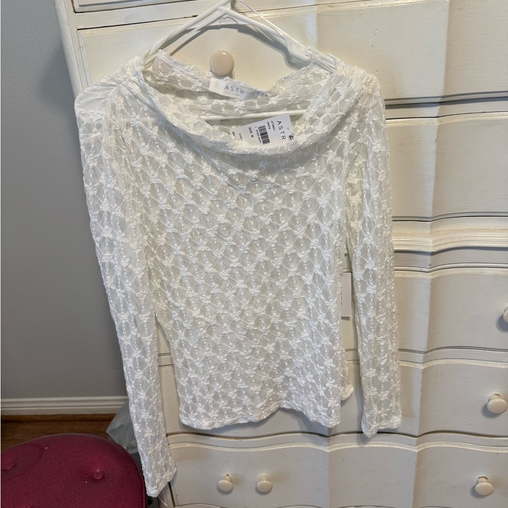 Astr Delicate Ivory Lace Blouse
